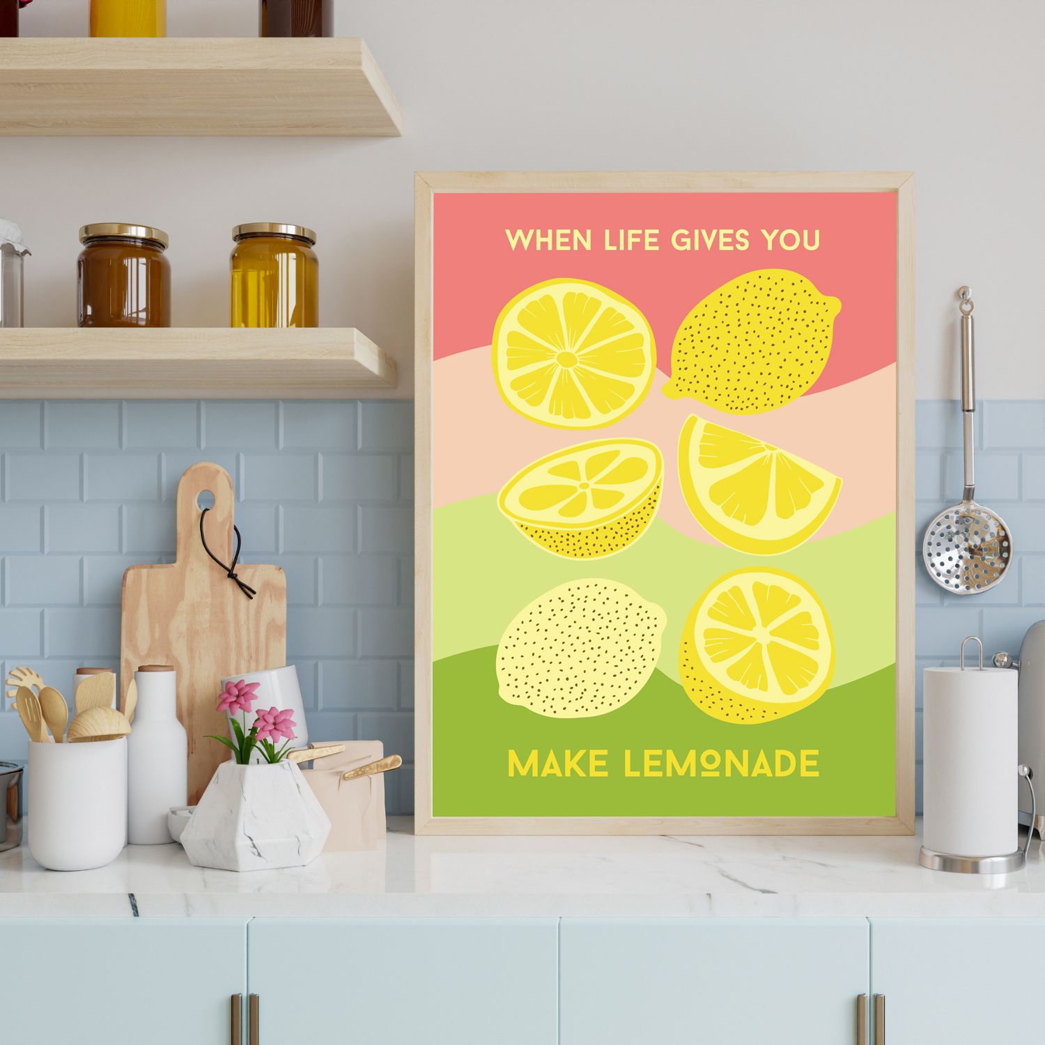 Lemon poster saying if life gives you lemons make lemonade